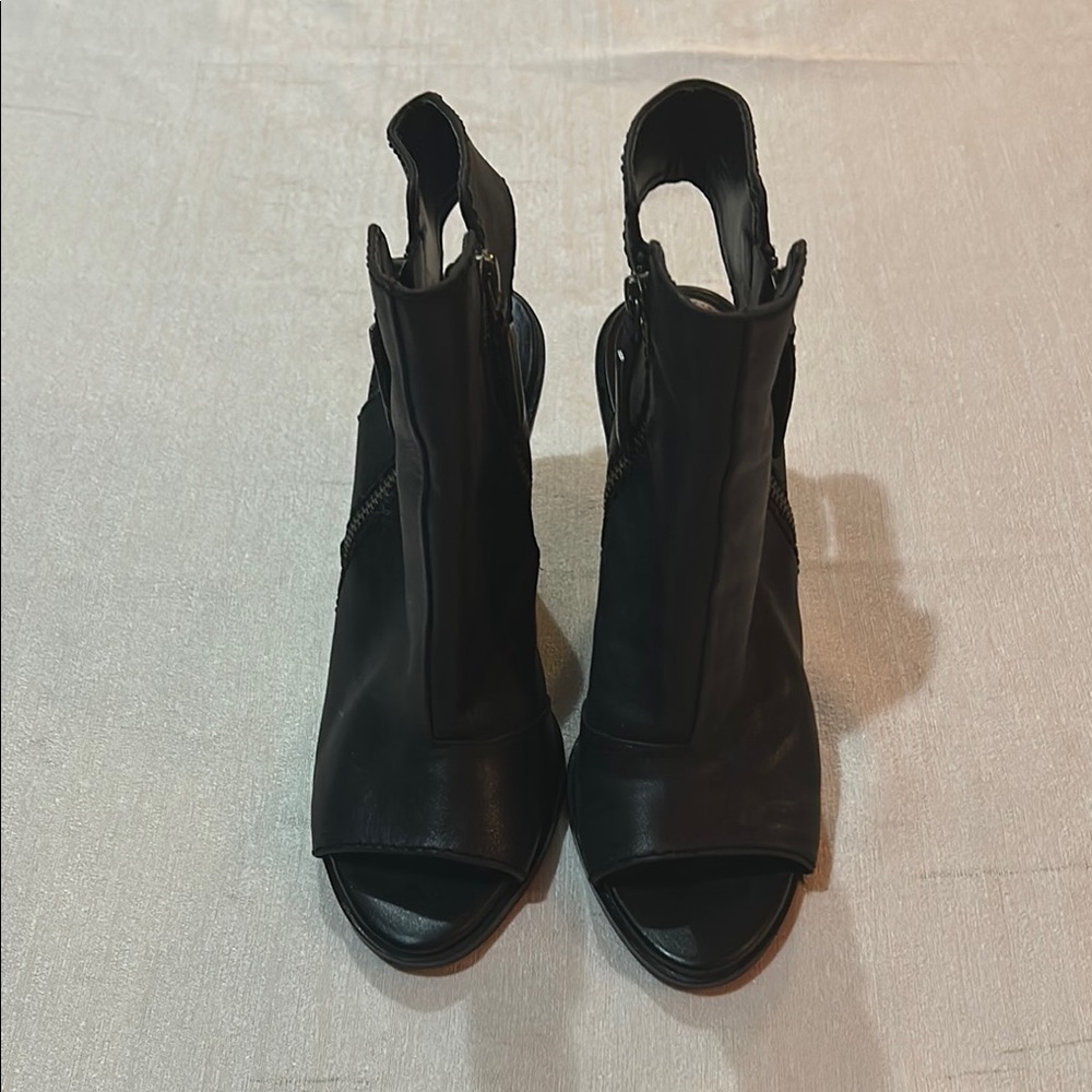 Black Women's Open-Toe Ankle Boots